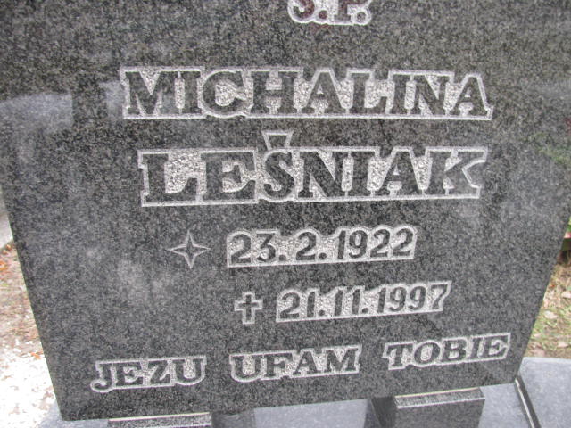 Michalina Leśniak 1922 Wołów - Grobonet - Wyszukiwarka osób pochowanych