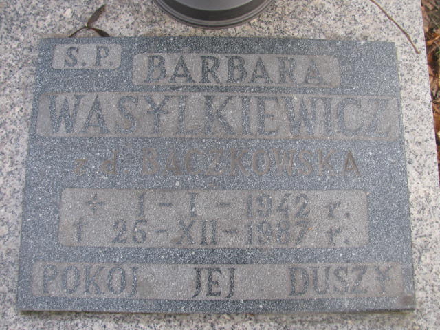 Barbara Wasylkiewicz 1942 Wołów - Grobonet - Wyszukiwarka osób pochowanych