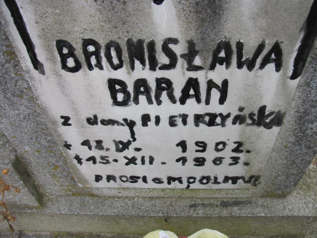 Bronisława Baran 1902 Wołów - Grobonet - Wyszukiwarka osób pochowanych