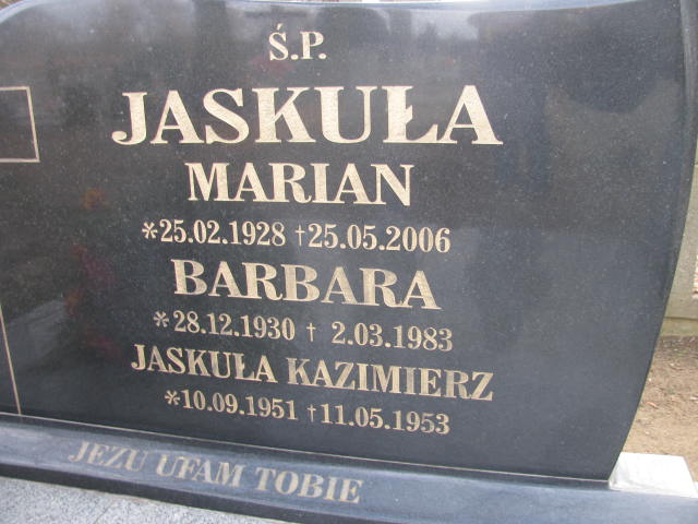Marian Jaskuła 1928 Wołów - Grobonet - Wyszukiwarka osób pochowanych