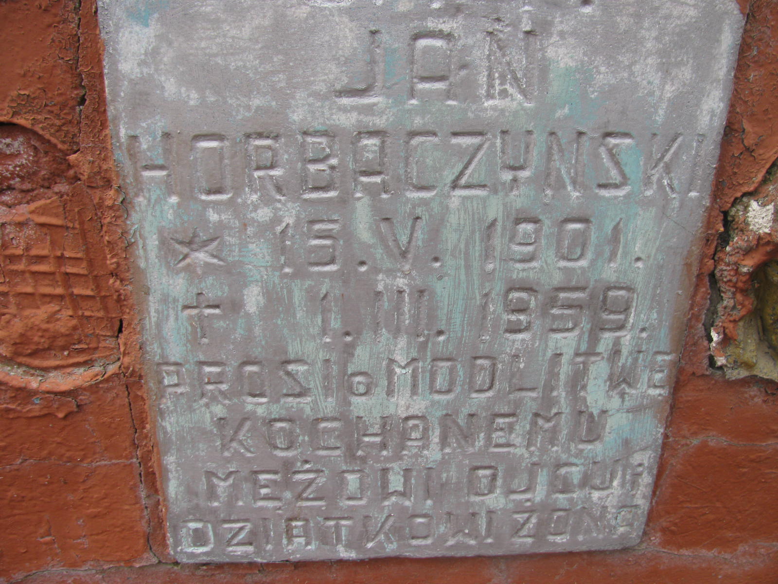 Jan Horbaczyński 1901 Wołów - Grobonet - Wyszukiwarka osób pochowanych