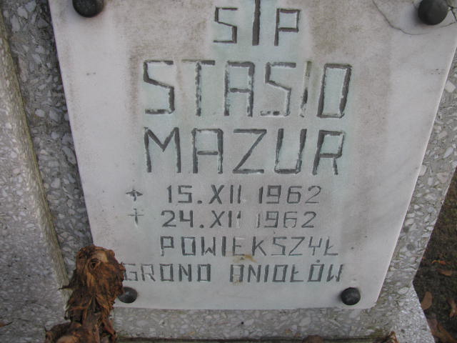 Stanisław Mazur 1962 Wołów - Grobonet - Wyszukiwarka osób pochowanych