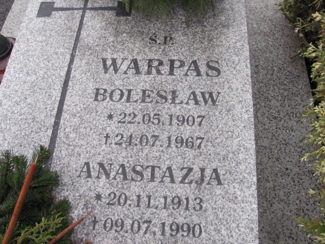 Bolesław Warpas 1907 Wołów - Grobonet - Wyszukiwarka osób pochowanych