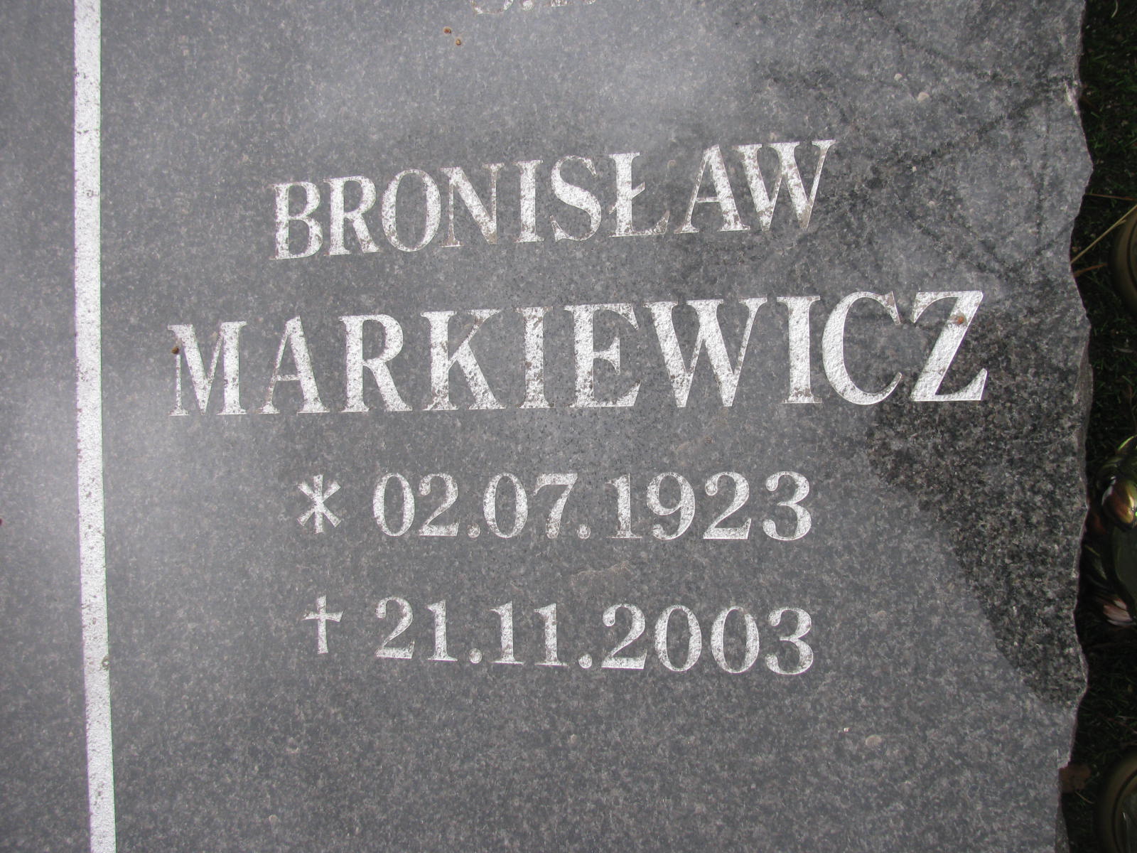 Bronisław Markiewicz 1923 Wołów - Grobonet - Wyszukiwarka osób pochowanych