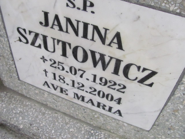 Janina Szutowicz 1922 Wołów - Grobonet - Wyszukiwarka osób pochowanych
