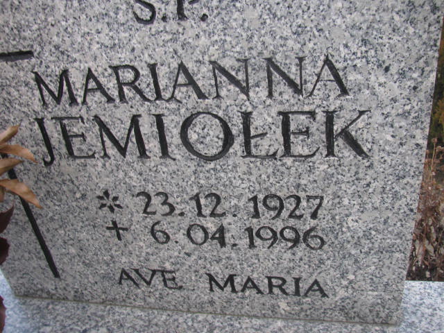Marianna Jemiołek 1927 Wołów - Grobonet - Wyszukiwarka osób pochowanych