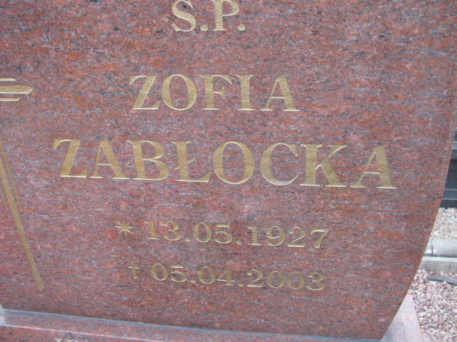 Zofia Zabłocka 1927 Wołów - Grobonet - Wyszukiwarka osób pochowanych