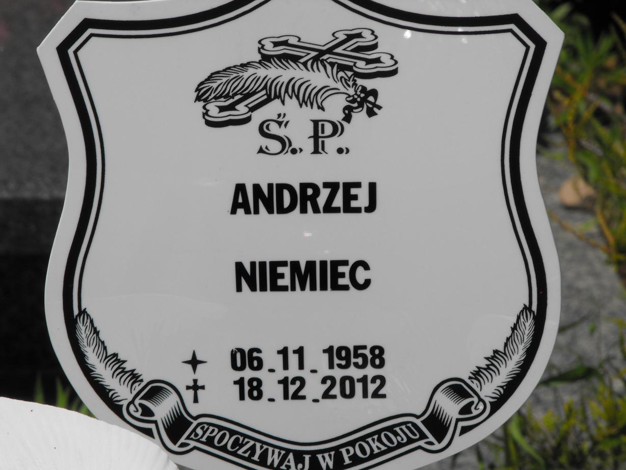 Andrzej Niemiec 1958 Wołów - Grobonet - Wyszukiwarka osób pochowanych