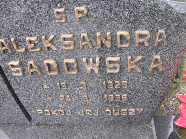Aleksandra Sadowska 1925 Wołów - Grobonet - Wyszukiwarka osób pochowanych
