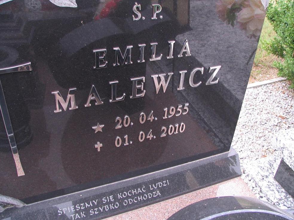 Emilia Malewicz 1955 Wołów - Grobonet - Wyszukiwarka osób pochowanych