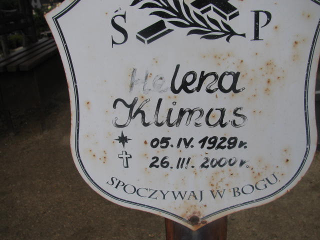 Helena Klimas 1929 Wołów - Grobonet - Wyszukiwarka osób pochowanych